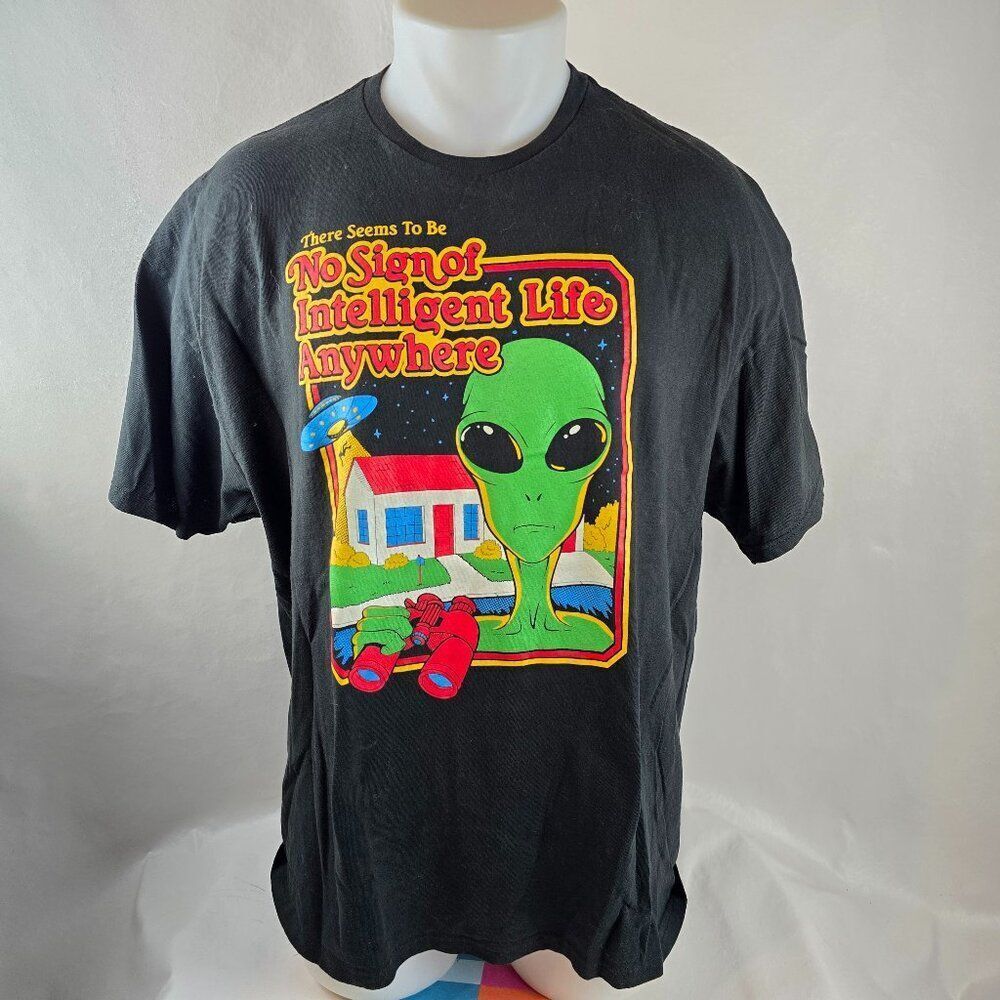 Alien T Shirt Mens 2XL Black There Seems To Be No Intelligent Life Anywhere DOM